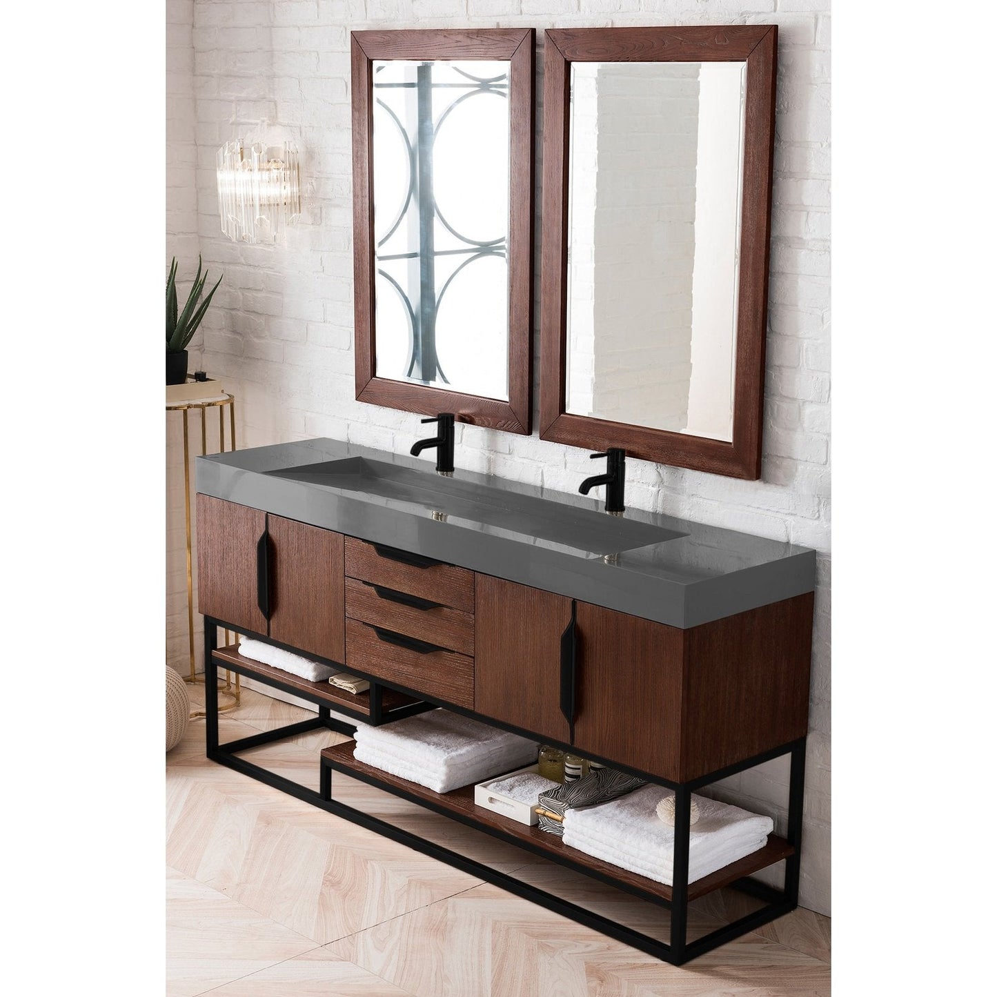 James Martin Vanities Columbia 72" Double Vanity - 388-V72D-AGR-MB-DGG