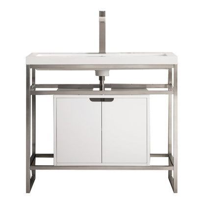 James Martin Vanities Boston 39.5" Stainless Steel Sink Console - C105V39.5RGDSCGWWG