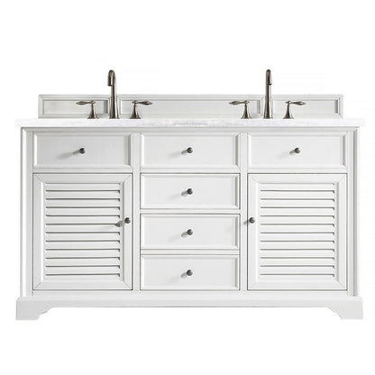 James Martin Vanities Savannah 60" Bright White Double Vanity - 238-104-V60D-BW-3AF