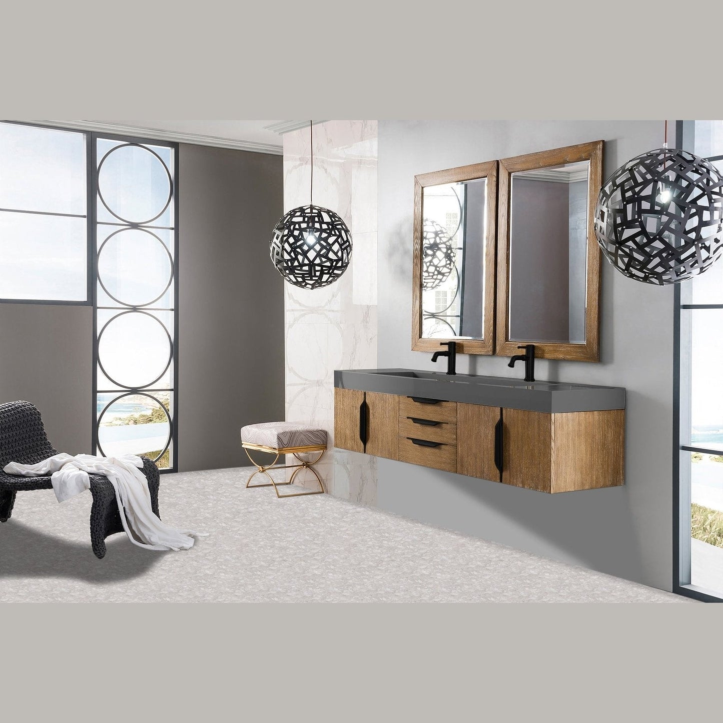 James Martin Vanities Mercer Island 72" Double Vanity - 389-V72D-AGR-G-DGG