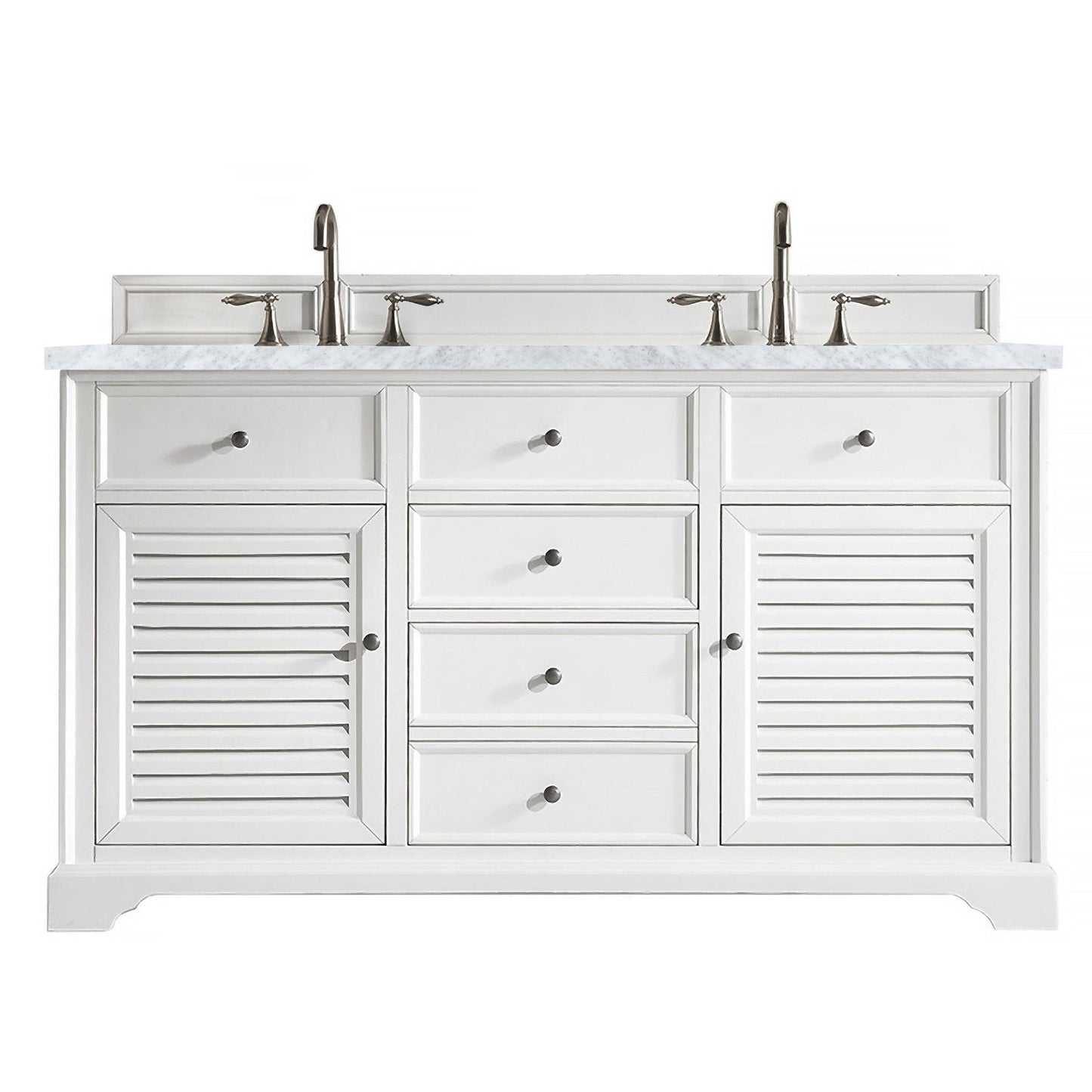 James Martin Vanities Savannah 60" Bright White Double Vanity - 238-104-V60D-BW-3AF