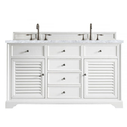 James Martin Vanities Savannah 60" Bright White Double Vanity - 238-104-V60D-BW-3AF