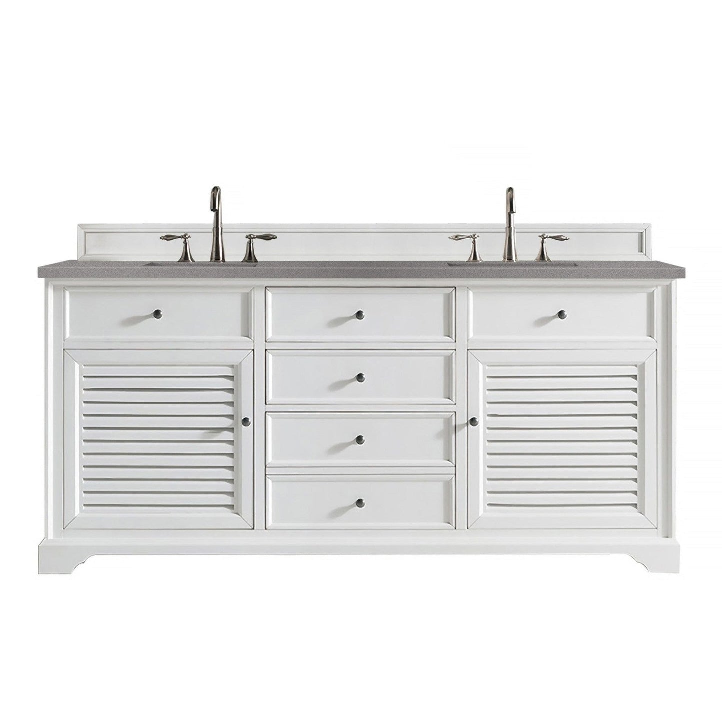 James Martin Vanities Savannah 72" Bright White Double Vanity - 238-104-V72-BW-3AF
