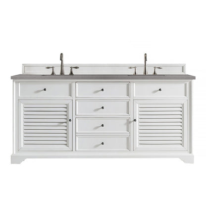 James Martin Vanities Savannah 72" Bright White Double Vanity - 238-104-V72-BW-3AF