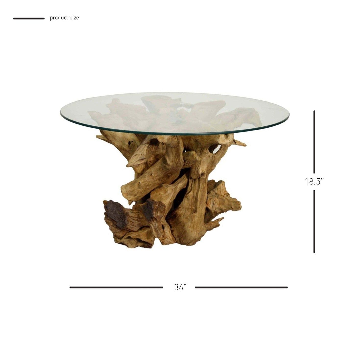 New Pacific Direct Rego Reclaimed Teak Root Coffee Table w/ Glass Top -  9600004