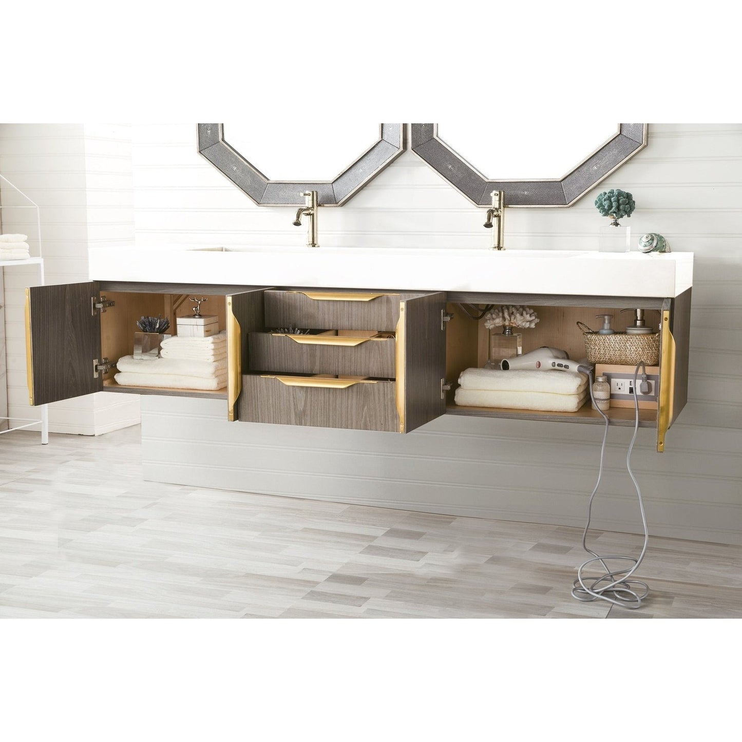 James Martin Vanities Mercer Island 72" Double Vanity - 389-V72D-AGR-G-DGG