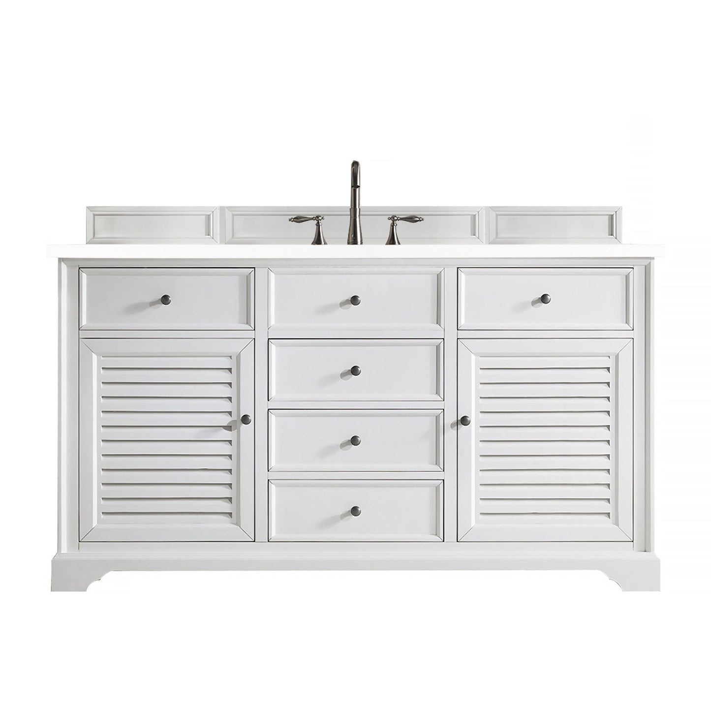 James Martin Vanities Savannah 60" Bright White Single Vanity - 238-104-V60S-BW-3AF