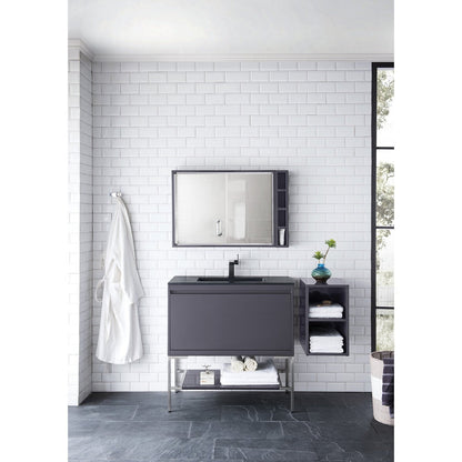 James Martin Vanities Milan 35.4" Square Cube Mirror - 803-M35.4-GW