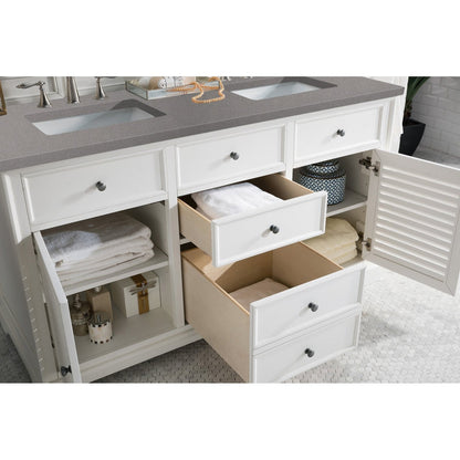 James Martin Vanities Savannah 60" Bright White Double Vanity - 238-104-V60D-BW-3AF