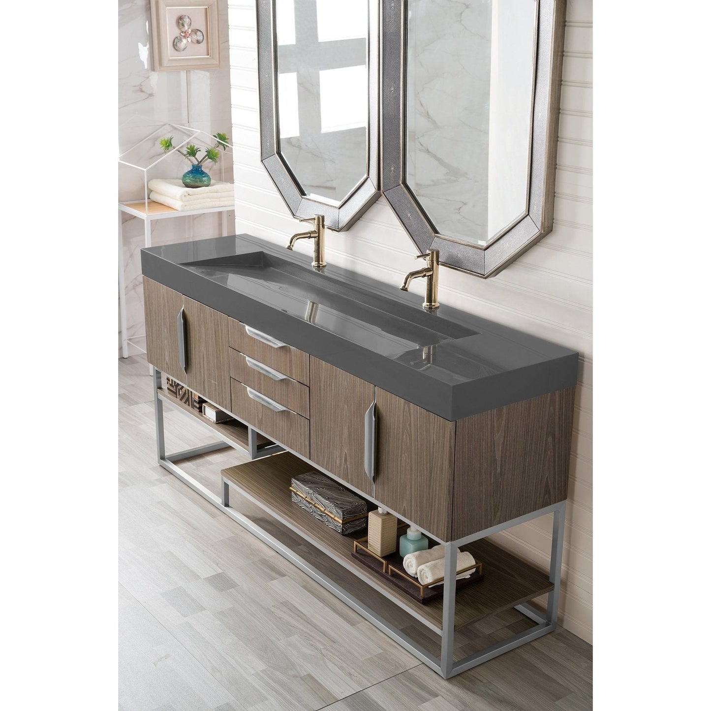 James Martin Vanities Columbia 72" Double Vanity - 388-V72D-AGR-MB-DGG