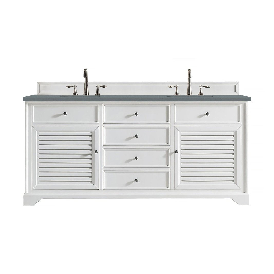 James Martin Vanities Savannah 72" Bright White Double Vanity - 238-104-V72-BW-3AF