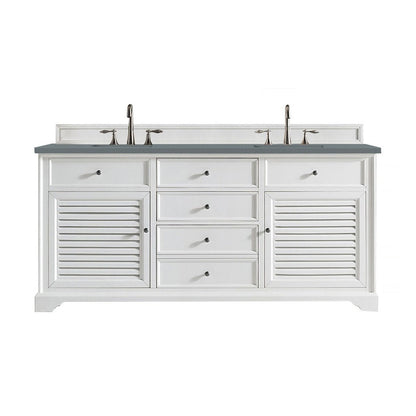 James Martin Vanities Savannah 72" Bright White Double Vanity - 238-104-V72-BW-3AF