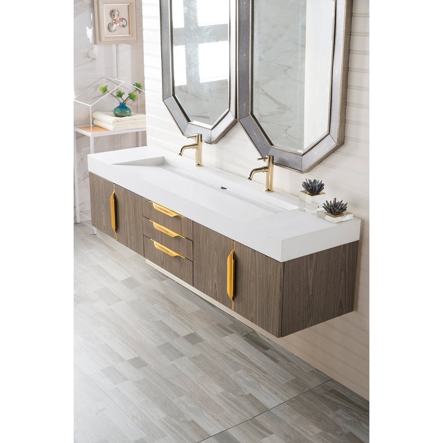 James Martin Vanities Mercer Island 72" Double Vanity - 389-V72D-AGR-G-DGG